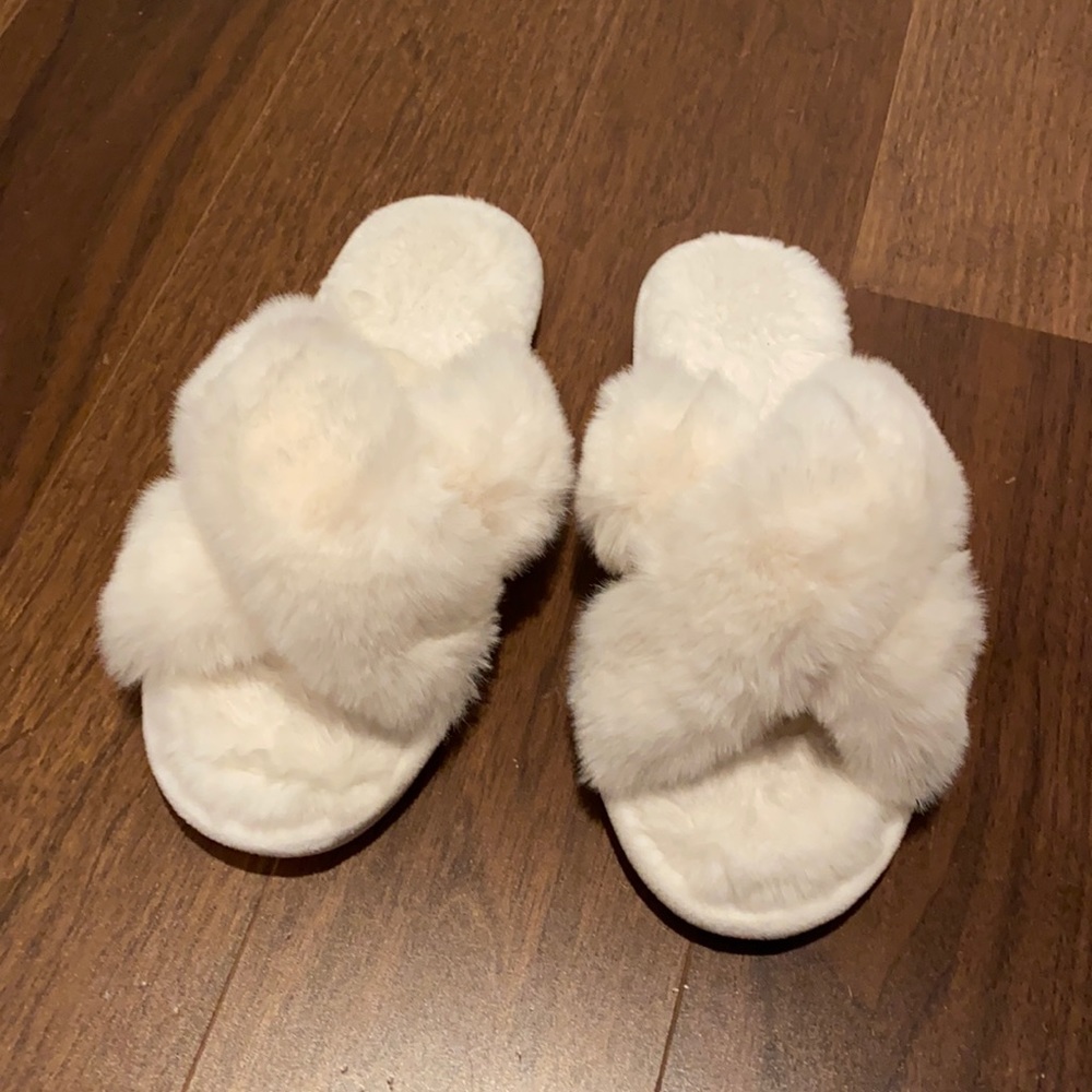 White Fuzzy Slippers